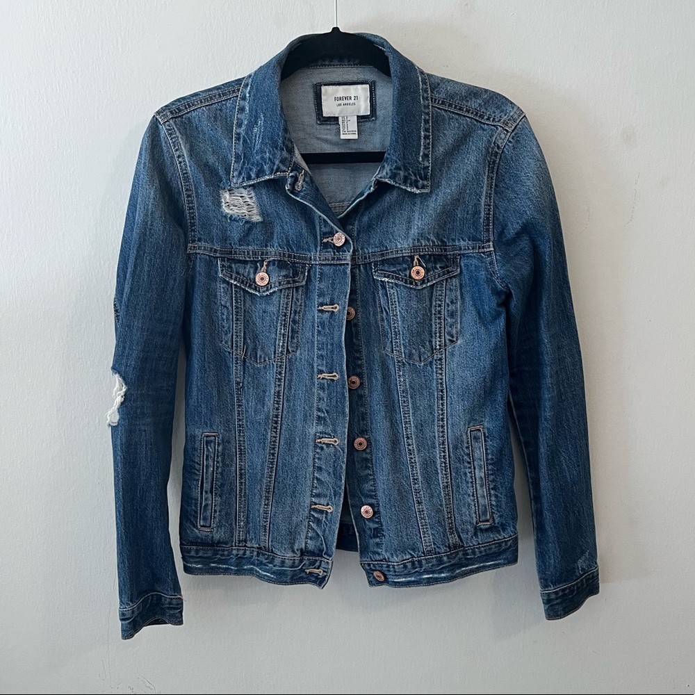 Distressed denim jacket